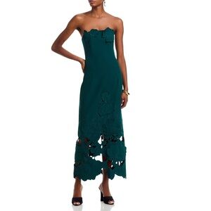 NWT Leo Lin Rayna Appliqué Bustier Maxi Dress - Emerald